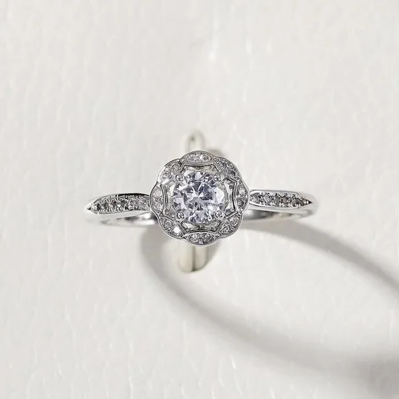 😍Diamond CZ Beautiful Carved Vintage Hollow Silver Flower Rings for Women, K848 - Picture 9 of 12